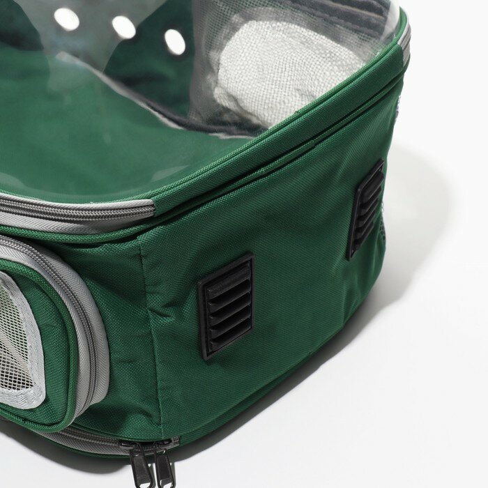 Прозрачный раскладывающийся рюкзак для животных, 33 х 28 х 42 см, зеленый - фотография № 5