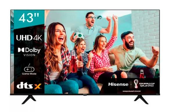 Телевизор Hisense 43A6BG, 43", 4K Ultra HD, черный