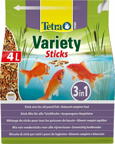 Tetra TetraPond Variety Sticks bucket корм для всех видов прудовых рыб, смесь палочек 4 л