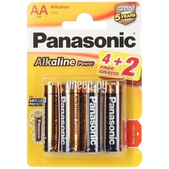 Элемент питания PANASONIC Alkaline Power LR6 AA бл 6