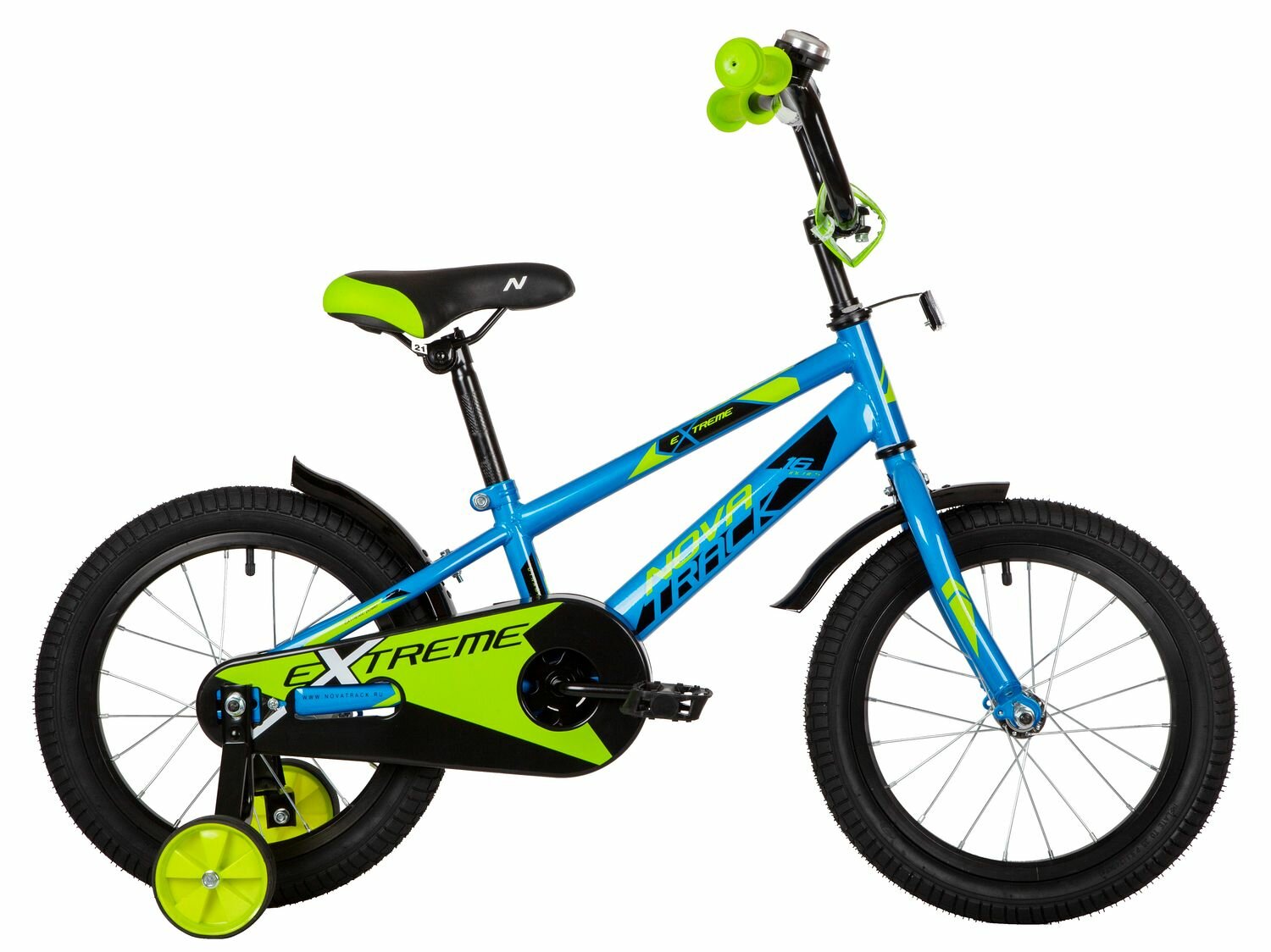 Велосипед NOVATRACK EXTREME 16" (2021) (Велосипед NOVATRACK 16" EXTREME синий, сталь, тормоз нож, короткие крылья, полная защ.цепи)