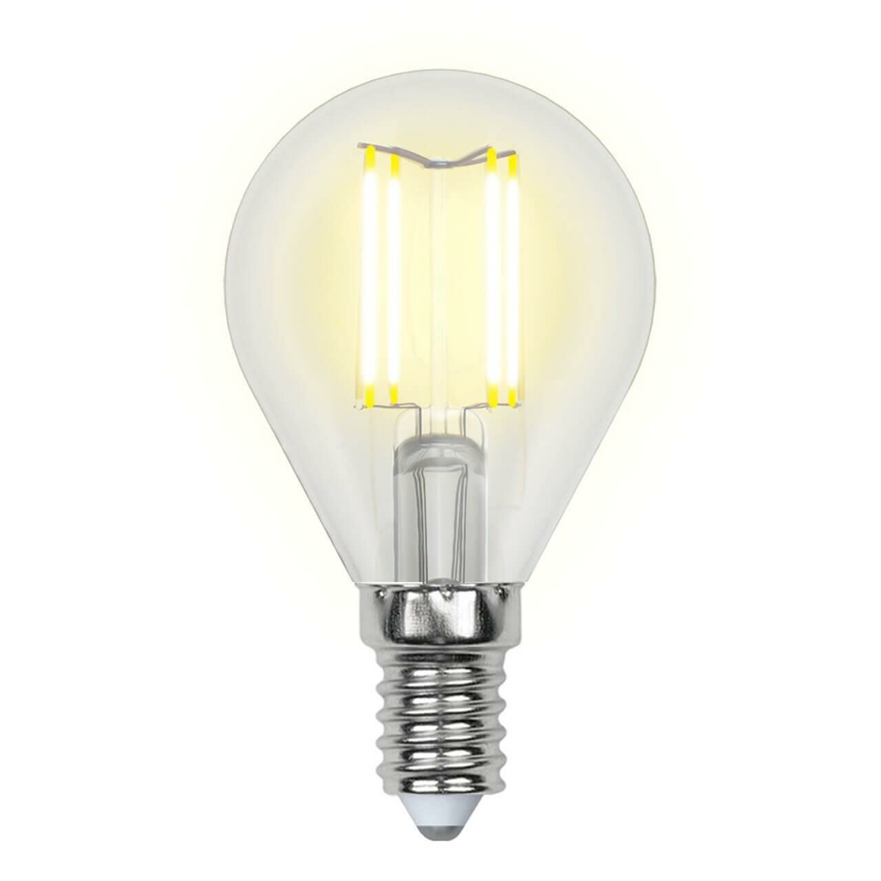Uniel Лампа светодиодная филаментная (UL-00002201) Uniel E14 6W 3000K прозрачная LED-G45-6W/WW/E14/CL GLA01TR