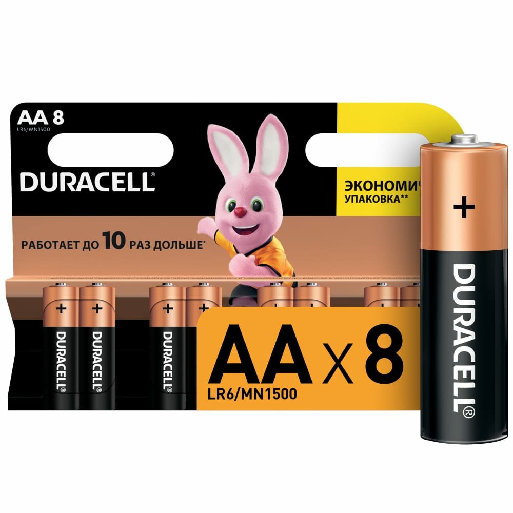 Duracell Батарейки щелочные Basic АА/LR6 8 шт. блистер C0037387