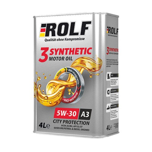 Моторное масло ROLF 3-Synthenic, 5W-30, 4л, синтетическое [322549]