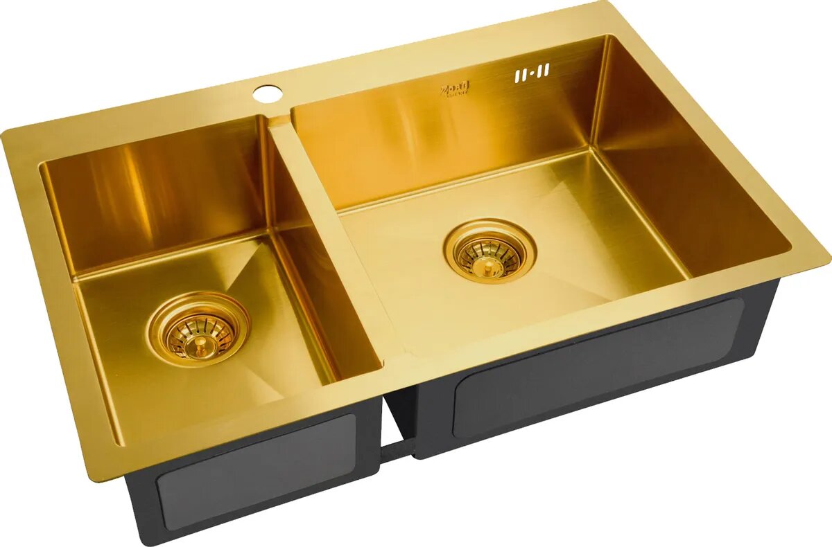 Мойка кухонная Zorg Inox PVD SZR-78-2-51 R bronze, бронза, толщина 1,5 мм, две чаши, основная справа, премиум
