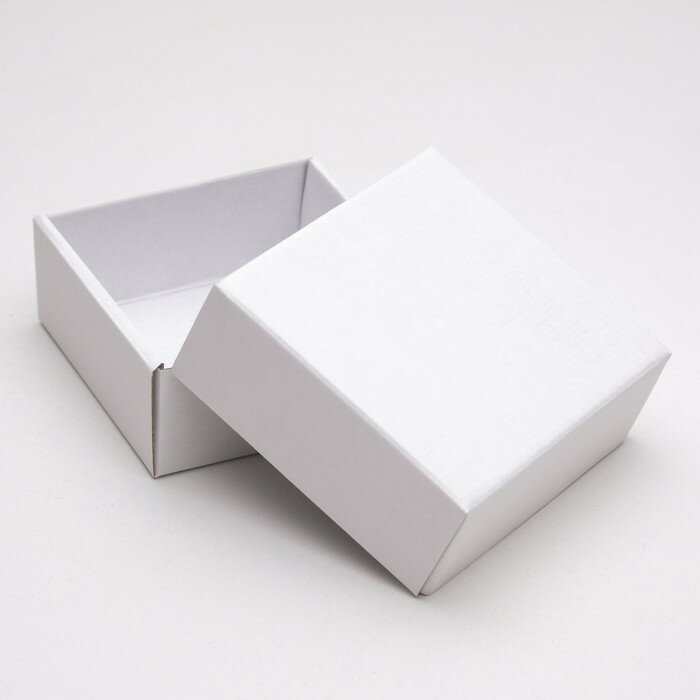 Коробка сборная без печати крышка-дно белая без окна 14,5 х 14,5 х 6 см (5 шт) - фотография № 2