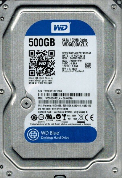 Жесткий диск HDD WD SATA3 500Gb Blue WD5000AZLX-FR