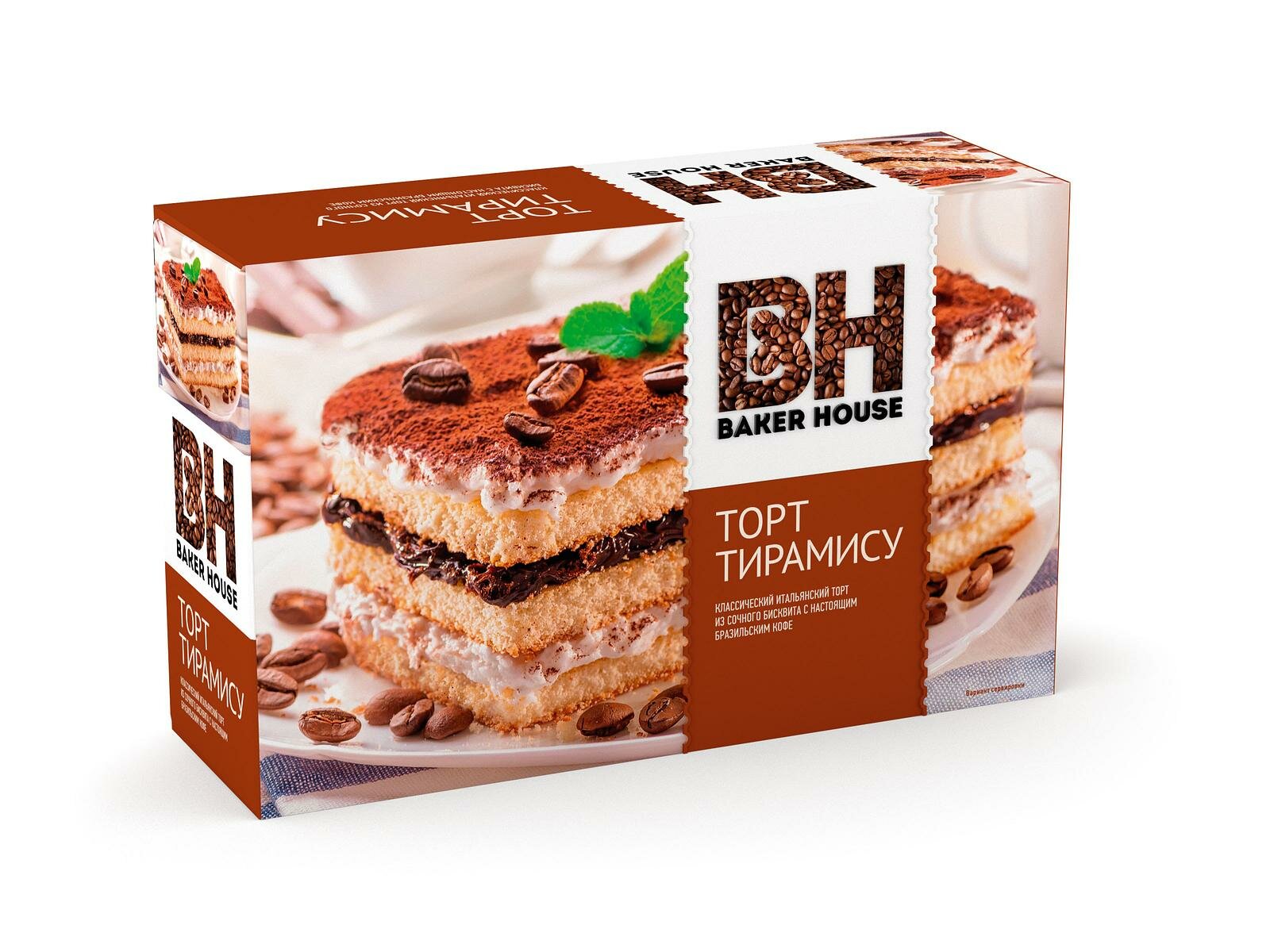 Упаковка 8 штук Торт бисквитный Baker House Тирамису 350г
