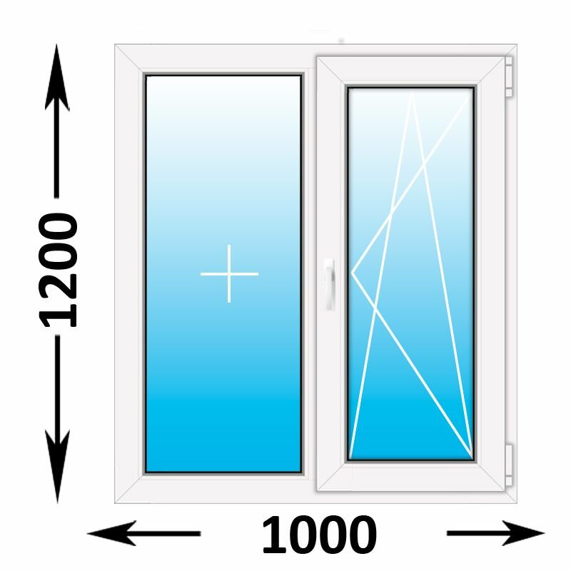 Пластиковое окно Veka WHS 60 двухстворчатое 1000x1200 (ширина Х высота) (1000Х1200)