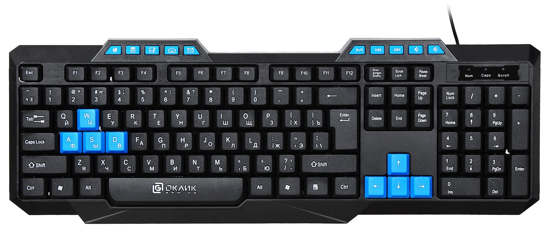 Клавиатура Оклик 750G Frost War, черный/черный