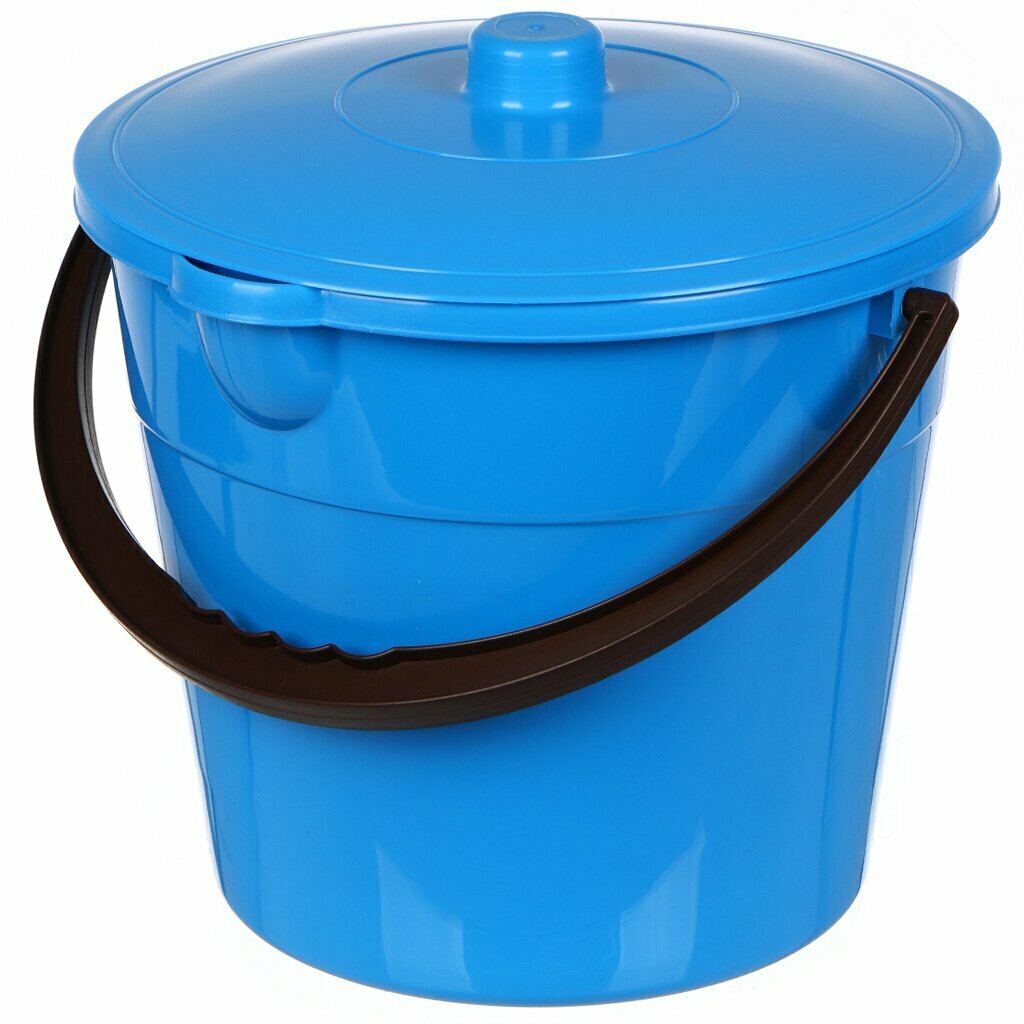Ведро пластик, 10 л, с крышкой, синее, хозяйственное, IS40018/2 - фотография № 1