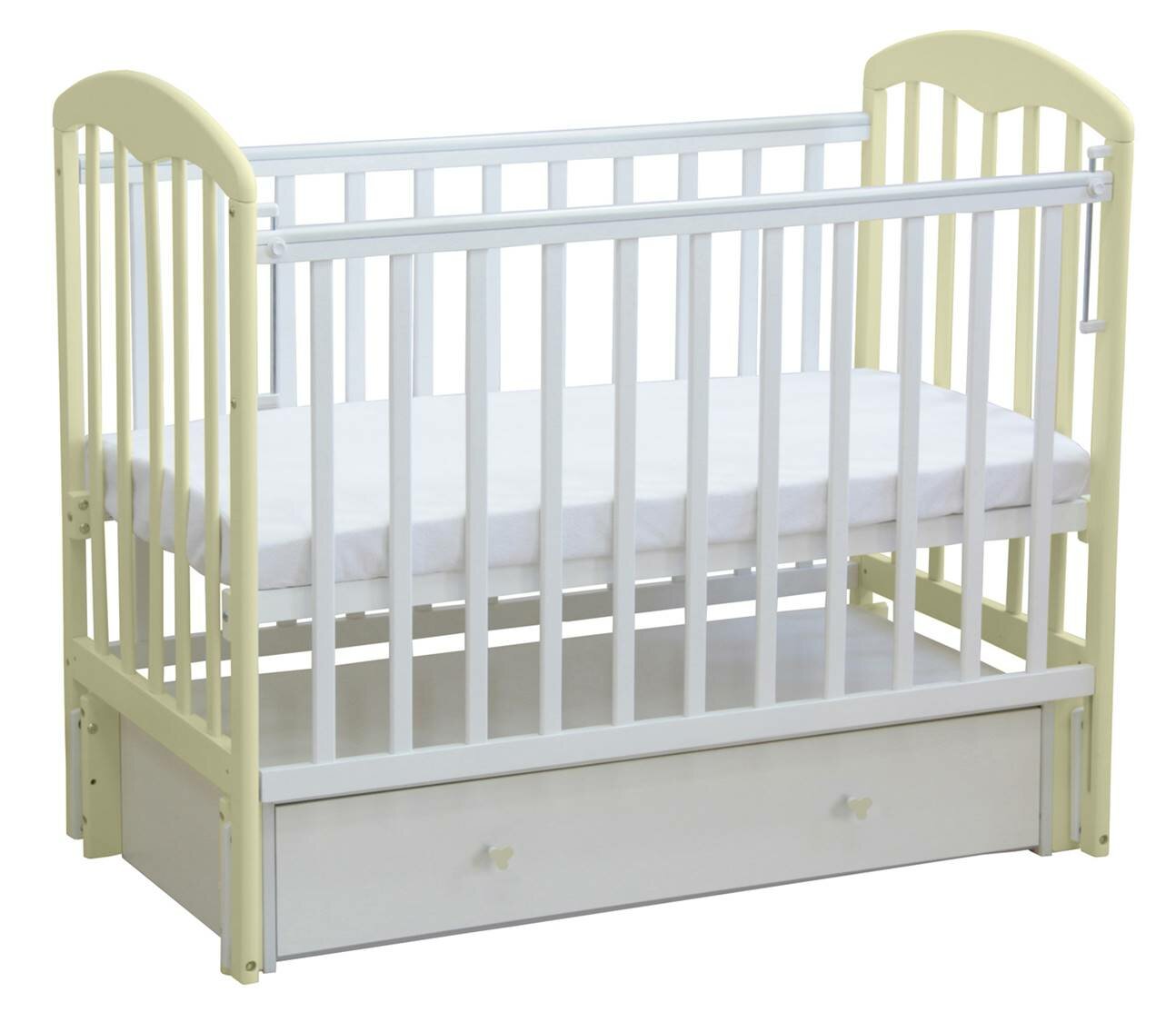 Кроватка детская ВПК Фея-328 (белый-ваниль), массив (сп.м: 120х60 см.)