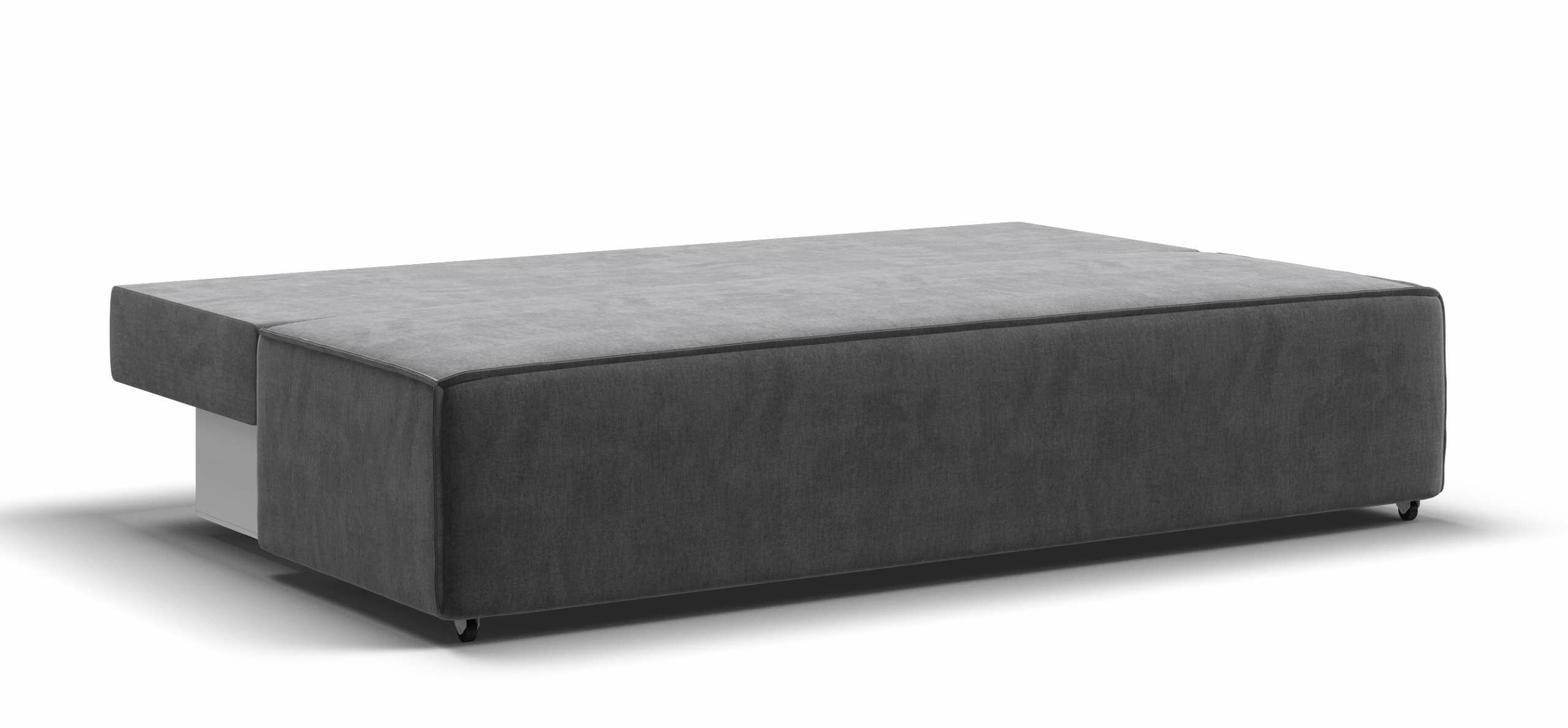 Диван-кровать Оскар Mini с ящиком для хранения, еврокнижка, велюр Monolit серый, 203х100х91 см - фотография № 5