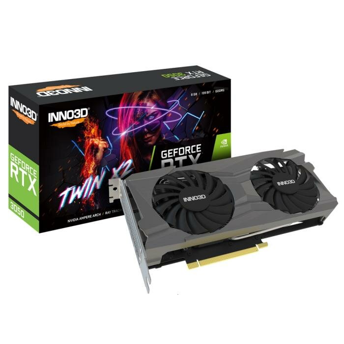 Видеокарта INNO3D nVidia RTX3050 TWIN X2 8GB GDDR6 128-bit HDMI 3xDP RTL