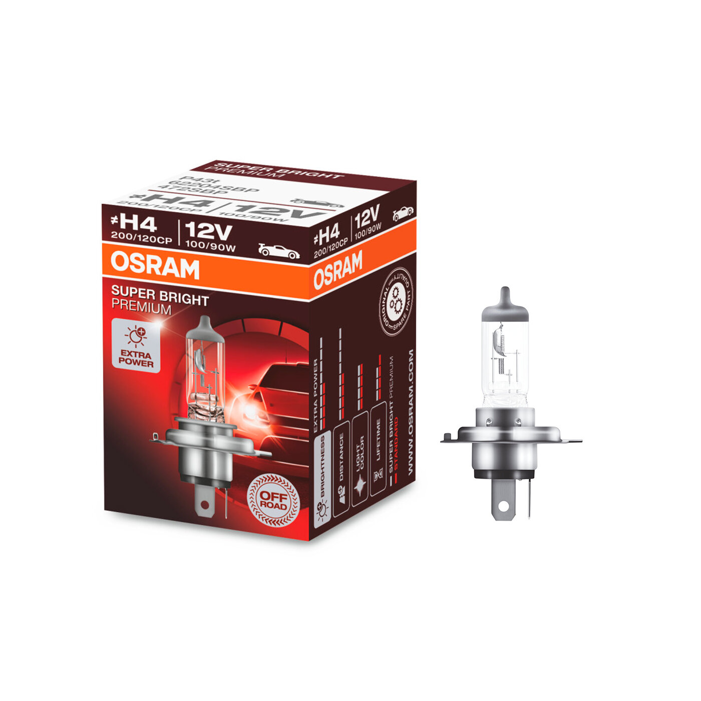 Лампа галогенная Osram Truckstar Pro H4 24V 75/70W P43t, 1 шт.