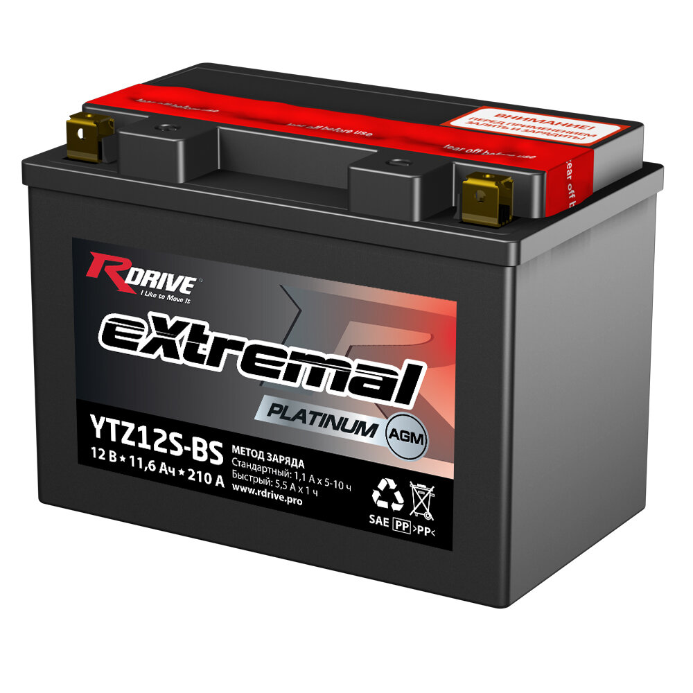 Аккумулятор RDrive Extremal Platinum AGM YTZ12S-BS 12V 11,6Ah 210A L+