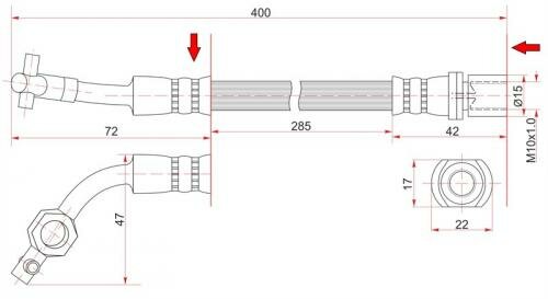 Шланг тормозной fr Sat ST9094702C04 Toyota: 90947-02C04 90947-02755