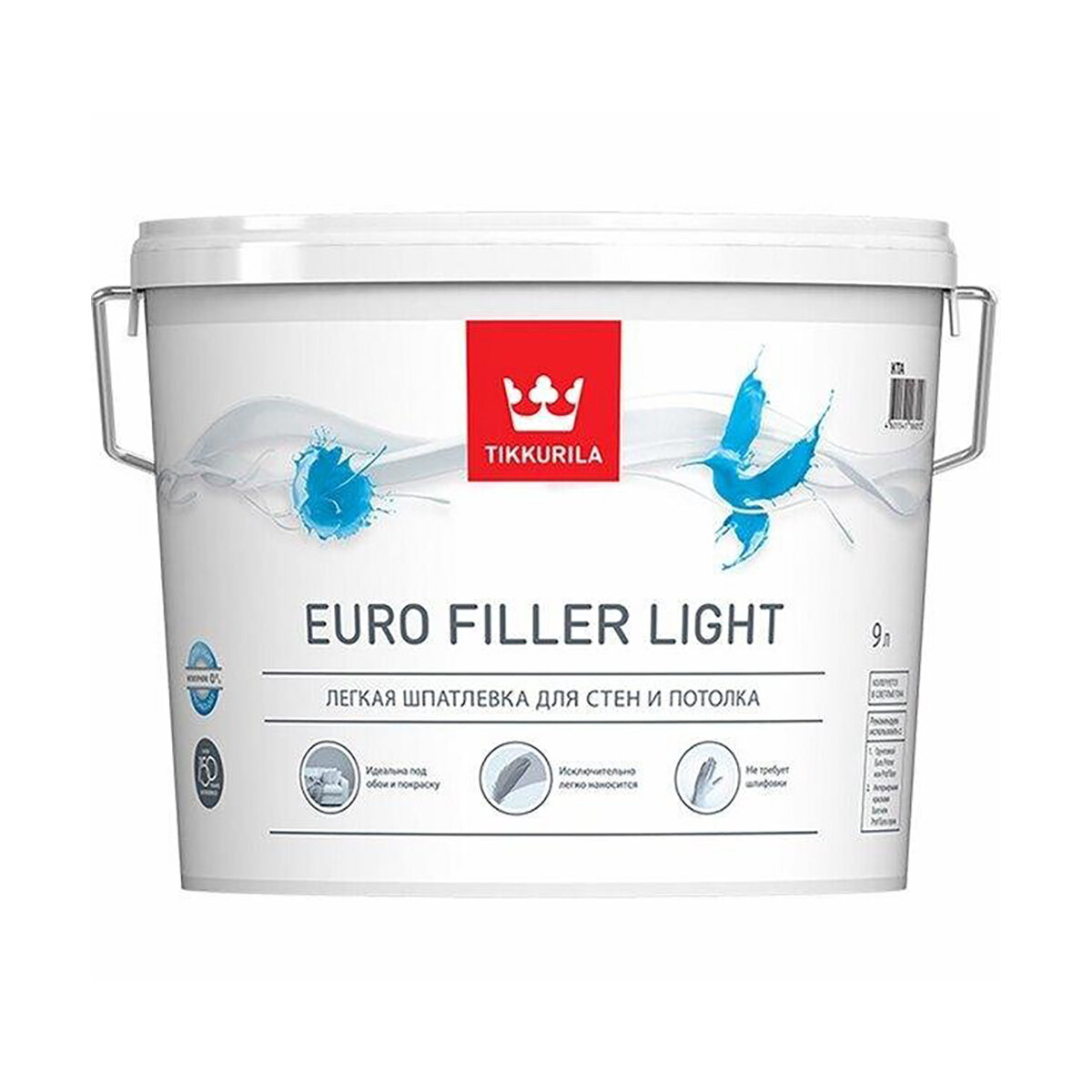 Шпатлевка легкая для стен и потолка Euro Filler Light TIKKURILA 9 л белая (база KTA)