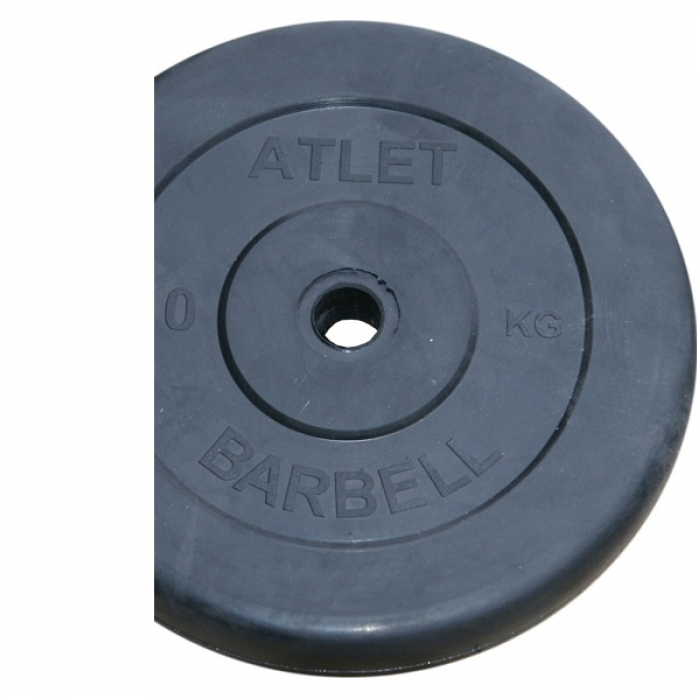 Диск обрезиненный MB Barbell d 31 мм чёрный 20,0 кг Atlet MB-AtletB31-20