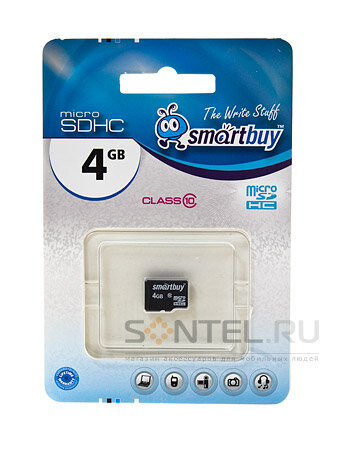 SB4GBSDCL10-00, карта памяти micro SDHC 4GB, Class 10, без адаптера, SmartBuy