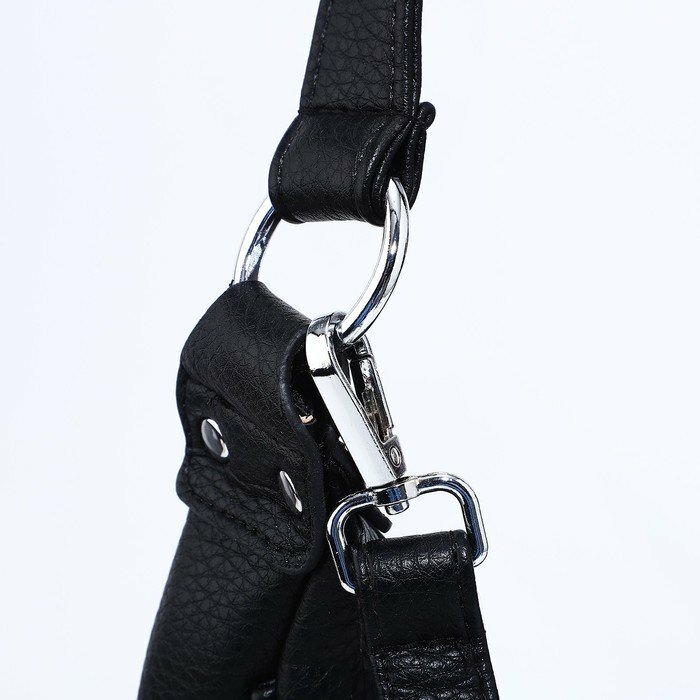 Сумка-мешок на молнии, наружный карман, длинный ремень, цвет чёрный - фотография № 5