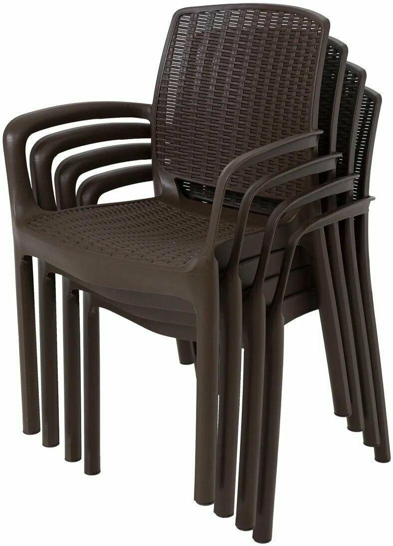 Комплект мебели YALTA BIG FAMILY 2 CHAIR SET (Ялта) темно-коричневый (без подушек) из пластика под искусственный ротанг - фотография № 5