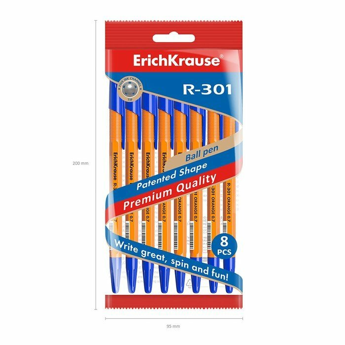 Ручка шариковая Erich Krause R-301 Orange Stick 0,7 синяя - фото №5
