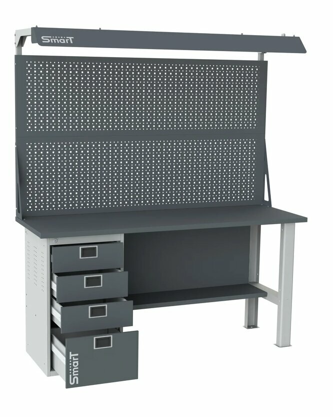 Стол производственный, верстак SMART 1760.4.S3.0.d2 универсальный в гараж, в мастерскую,1864х1766х605 - фотография № 3