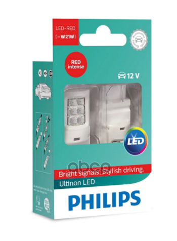 Лампа Светодиодная W21 Led Red 12v X2 Philips арт. 11065ULRX2