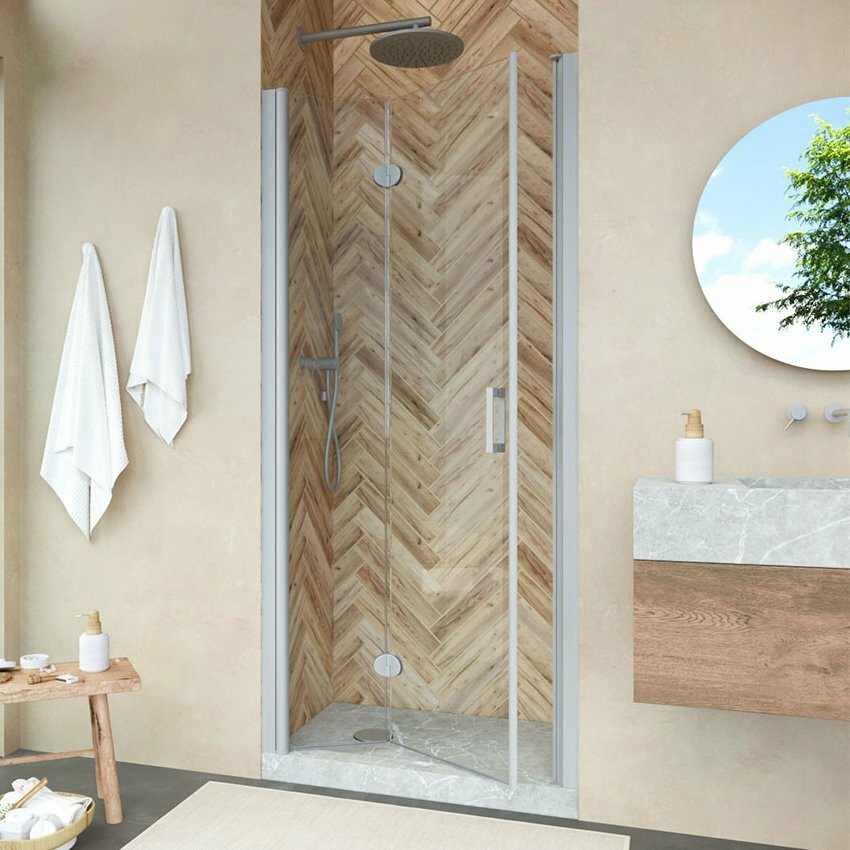 фото Vegas Glass Душевая дверь в нишу Vegas Glass GPS Novo 80 07 01 L профиль матовый хром, стекло прозрачное