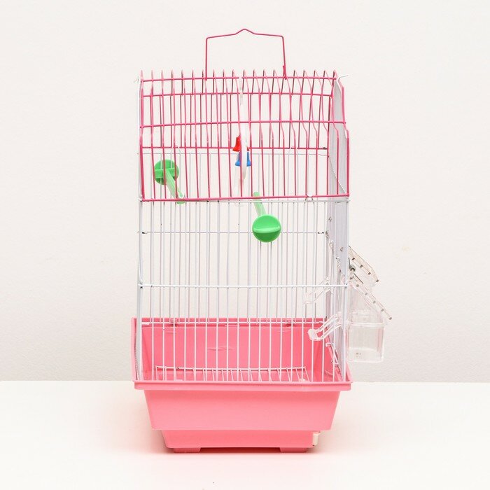 Клетка для птиц 30 х 23 х 39 см, розовая - фотография № 2