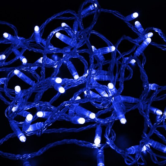 Светодиодная гирлянда Нить Neon-night 10 м, 100 светодиодов, синее свечение, прозрачный ПВХ, IP65