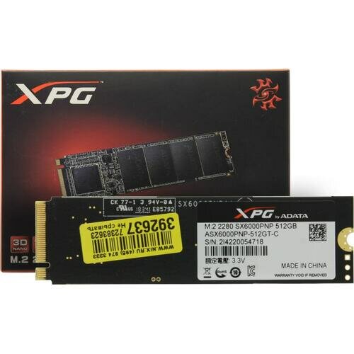 Твердотельный накопитель ADATA XPG 512 ГБ M.2 ASX6000PNP-512GT-C