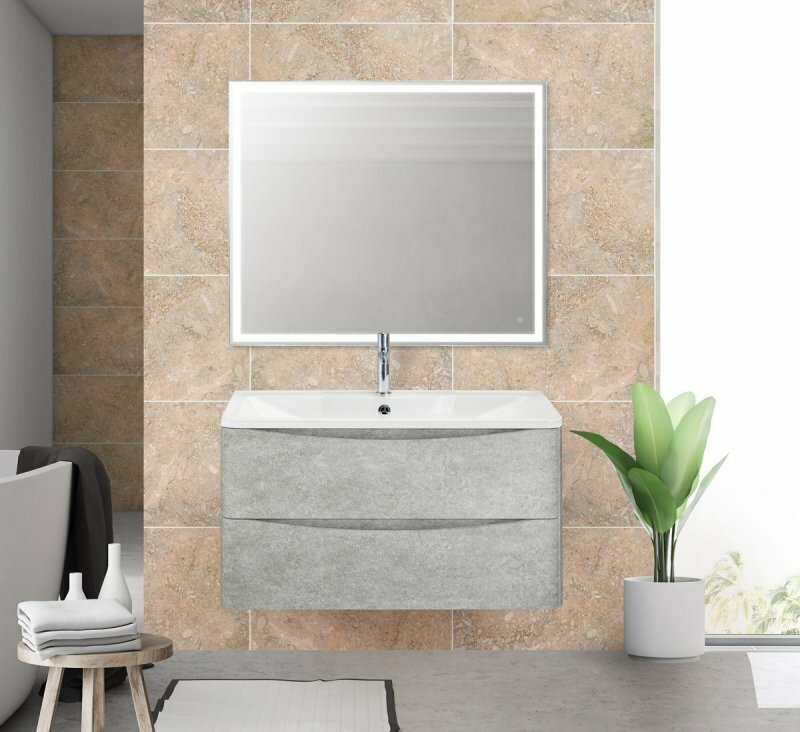 BelBagno ACQUA База под раковину подвесная с двумя выкатными ящиками, Cemento Verona Grigio, 800x450x500, ACQUA-800-2C-SO-CVG