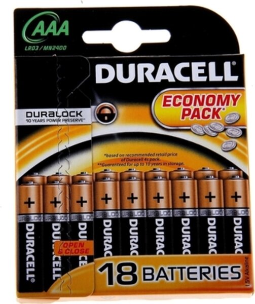 Батарейка алкалиновая Duracell Basic, AAA, LR03-18BL, 1.5В, блистер, 18 шт. (7557) 822177