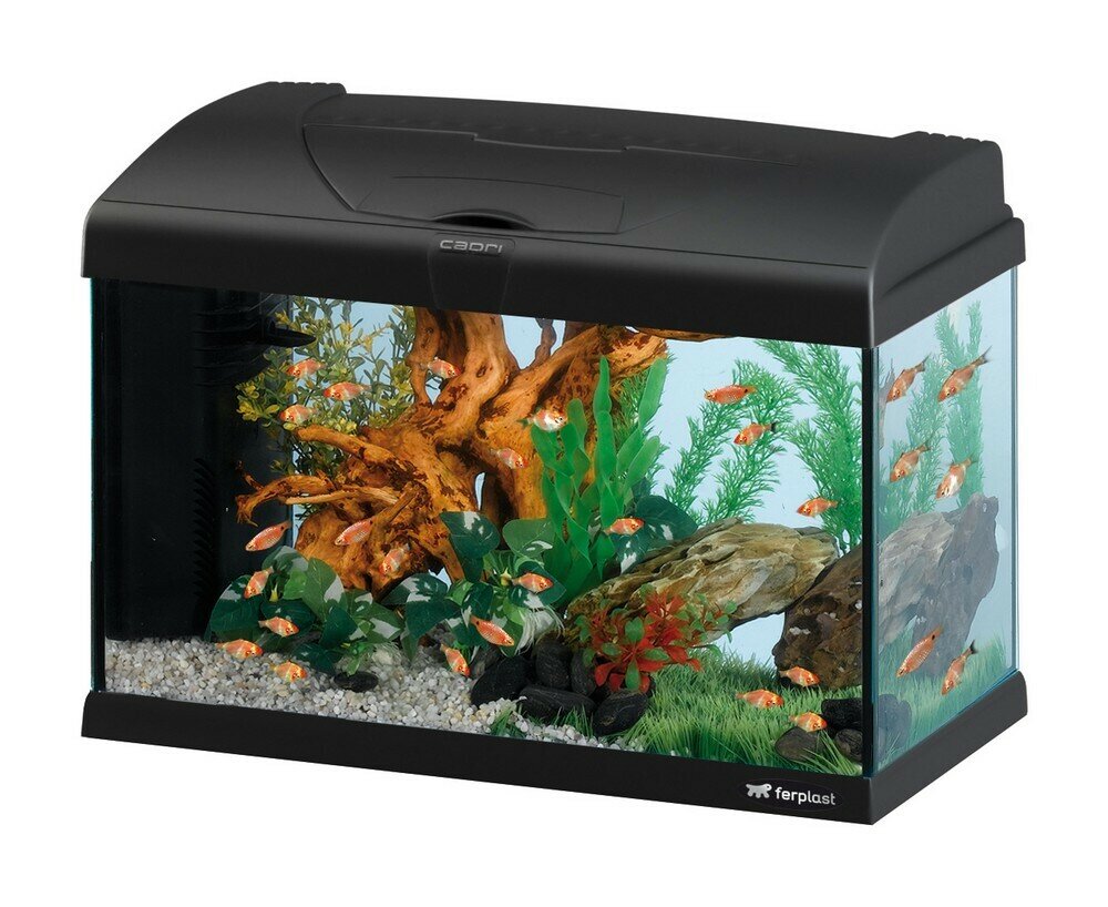 Стеклянный аквариум CAPRI 50 LED, со светодиодной лампой, внутренним фильтром и нагревателем, черный, 40 л - фотография № 7