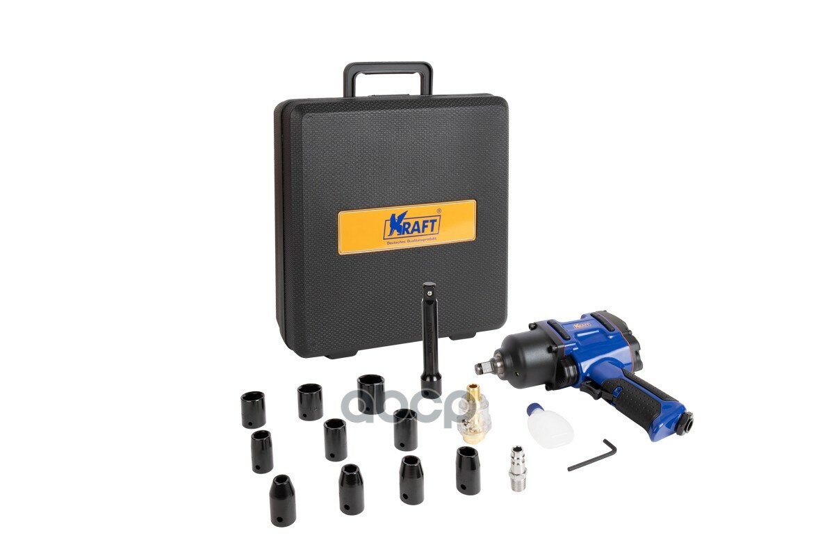 фото Гайковерт Пневматический Ударный 1/2 900 Н.м. (В Кейсе С Головками) Kraft арт. KT707007