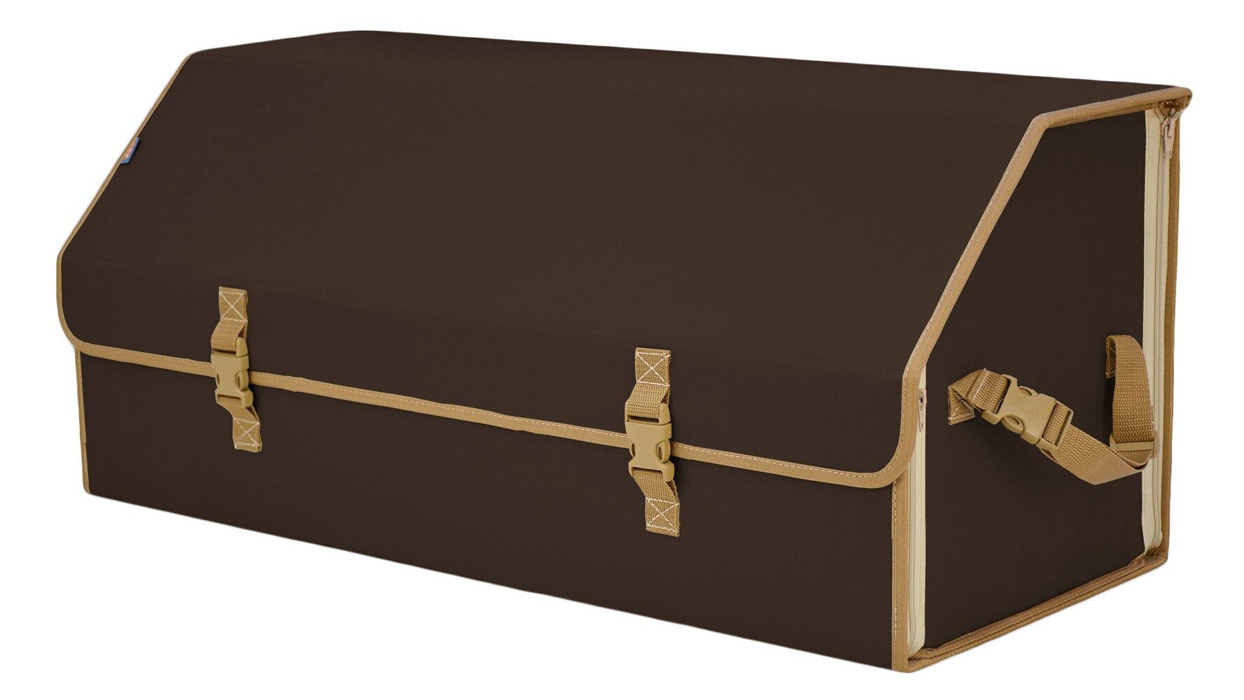 Органайзер-саквояж в багажник "Союз" (размер XXL). Цвет: коричневый с бежевой окантовкой.