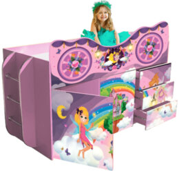 Кровать чердак детская кровать машина для девочки «Принцесса» Розовая - 200/85/130см