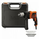 Ударная дрель Omega, 850 Вт, BLACK+DECKER BEH850K-QS БЗП + набор сверел, кейс - изображение