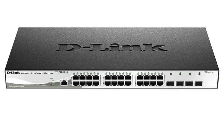 Коммутатор D-Link DGS-1210-28X, управляемый, количество портов: 24x1 Гбит/с (DGS-1210-28X/ME/B2B)