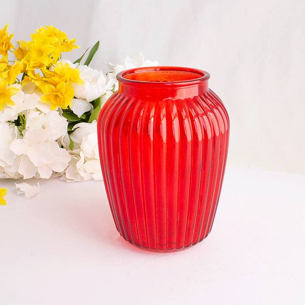 фото Ваза Линда 14х20 см прозрачная рубиновая