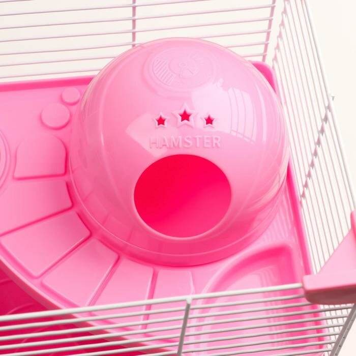 Пижон Клетка для грызунов укомплектованная, 27 х 19 х 28 см, розовая - фотография № 10