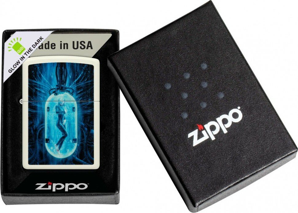 Зажигалка ZIPPO Woman in Tube с покрытием Glow In The Dark Green, латунь/сталь, белая, 38x13x57 мм - фотография № 4