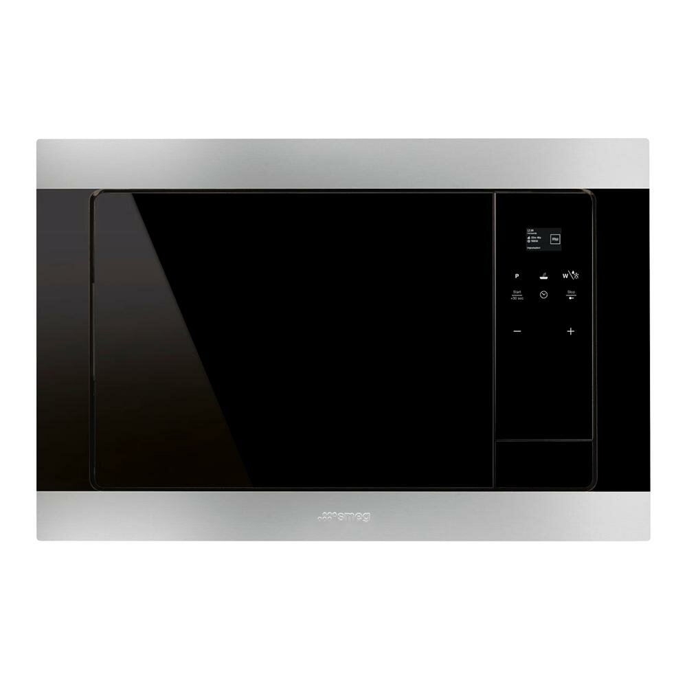 Встраиваемая микроволновая печь 60х38 см Smeg Classica FMI320X черная - фотография № 1