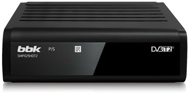 ТВ-тюнер BBK SMP025HDT2 Black DVB-T DVB-T2 поддержка режима 1080p воспроизведение файлов выход HDMI пульт ДУ