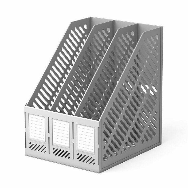 фото Накопитель вертикальный Erich Krause сборный, 3-х секционный, серый (комплект 3 штуки)