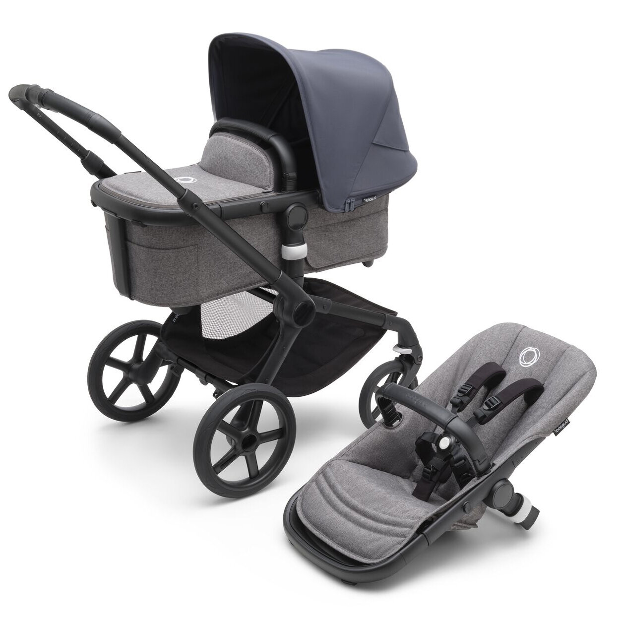 Детская коляска 2 в 1 Bugaboo Fox5 Black/Grey Melange/Stormy Blue