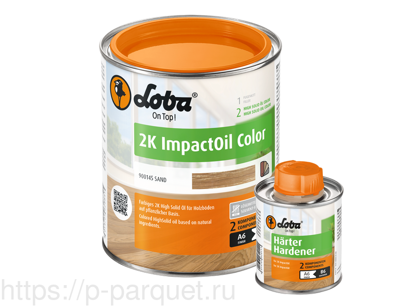 Двухкомпонентное цветное масло для паркета Loba HS 2K ImpactOil Color сэнд (песочный) 750мл