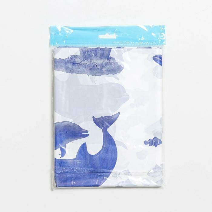 Штора для ванной «Дельфины», 180×180 см, полиэтилен, цвет белый - фотография № 4